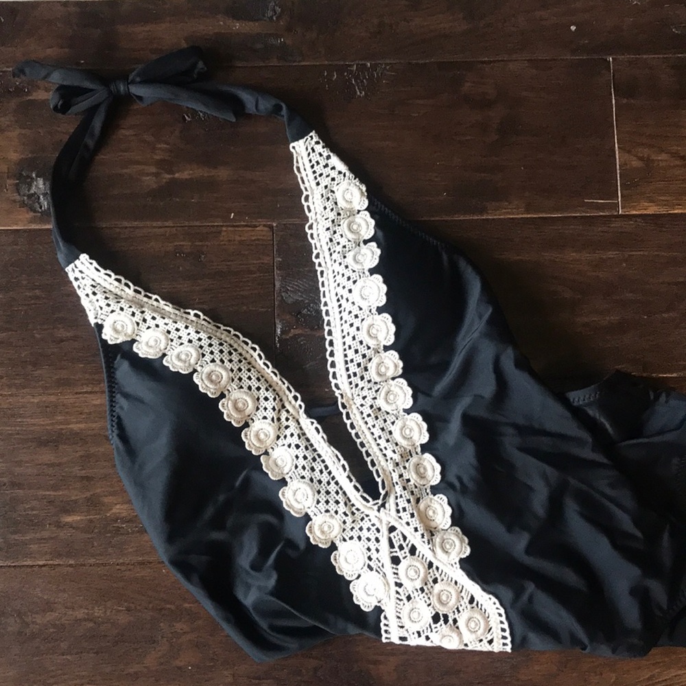 Kona Sol peek-a boo crochet 1-piece swimsuit - Picture 2 of 6